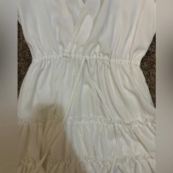 Cute White Ruffled Mini Dress - Picture 4 of 4